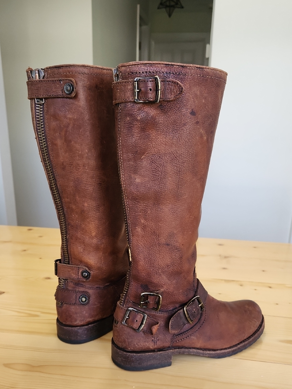 Frye Veronica Back Zip Tall Boots Three Buckles Riding 7.5 - Picture 15 of 17
